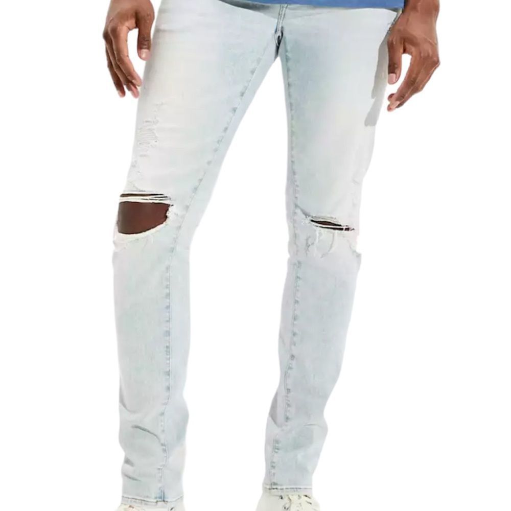 American Eagle Men's Blue Distressed Jeans Skinny Denim Size 30x36